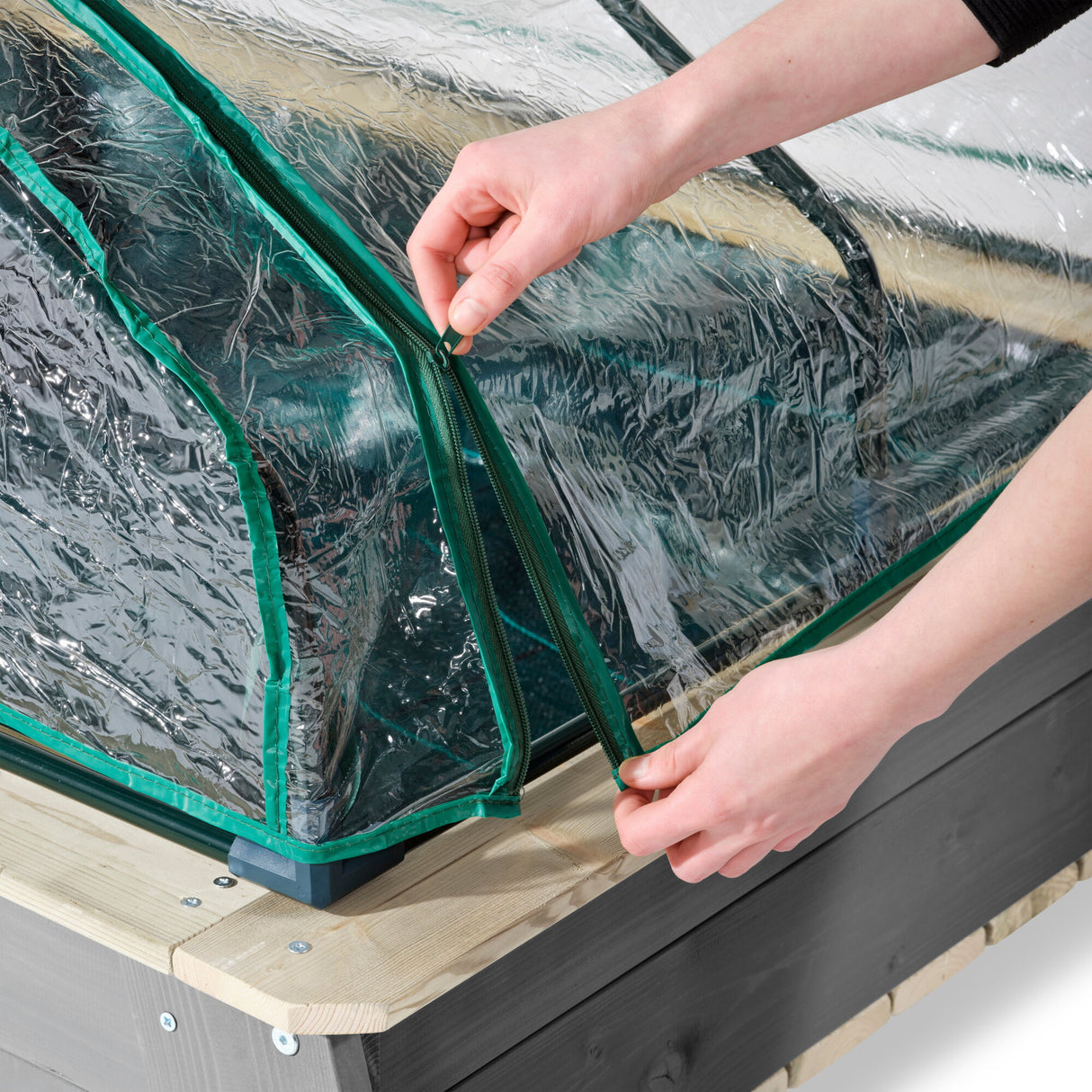 EXIT Aksent Planter Table with Greenhouse & Gardening Tools (XL)