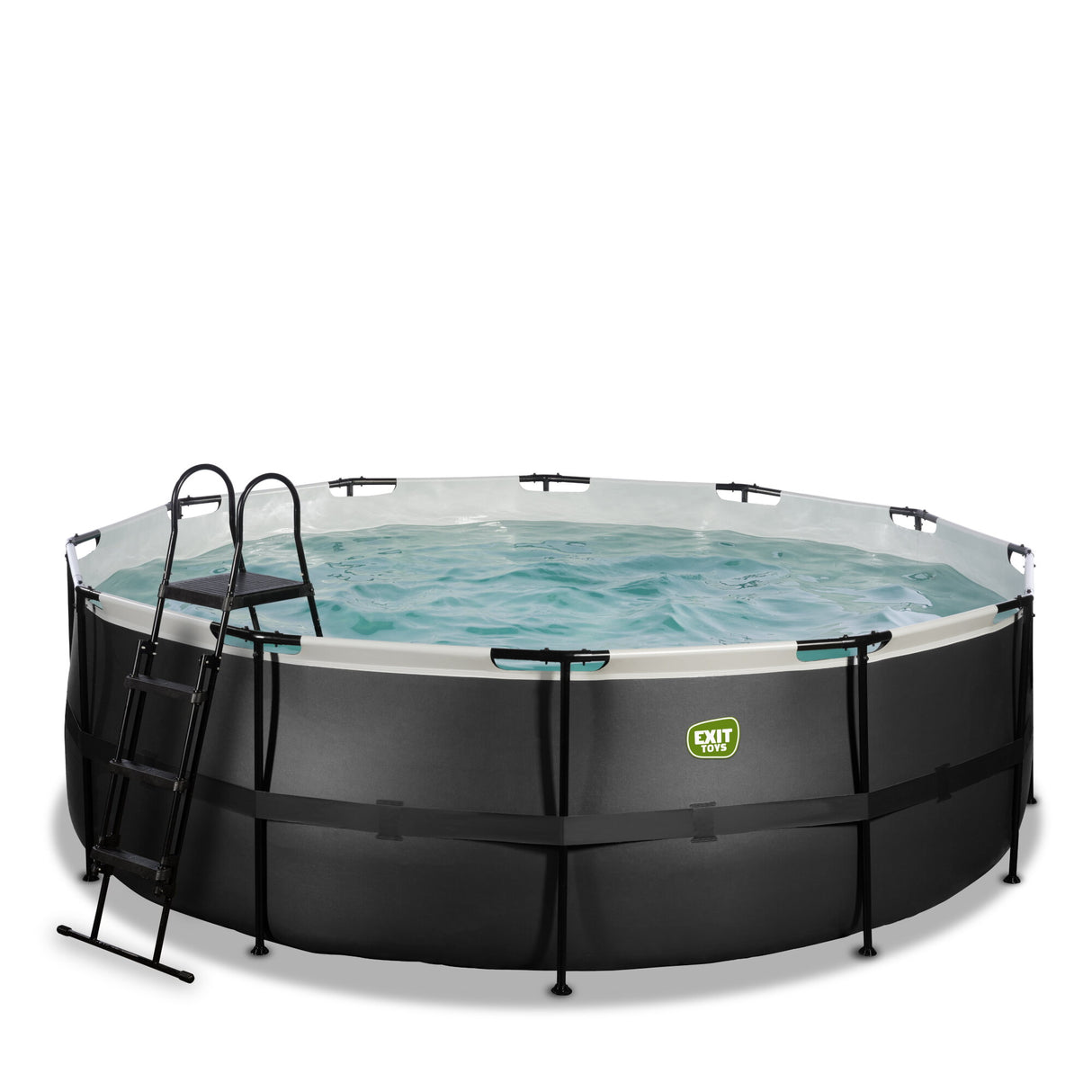 EXIT Black Leather Round Frame Pool - ø427x122cm (12V Sand Filter)