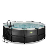 EXIT Black Leather Round Frame Pool - ø427x122cm (12V Sand Filter)