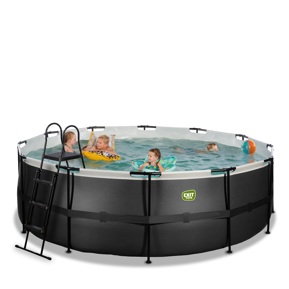 EXIT Black Leather Round Frame Pool - ø427x122cm (12V Sand Filter)