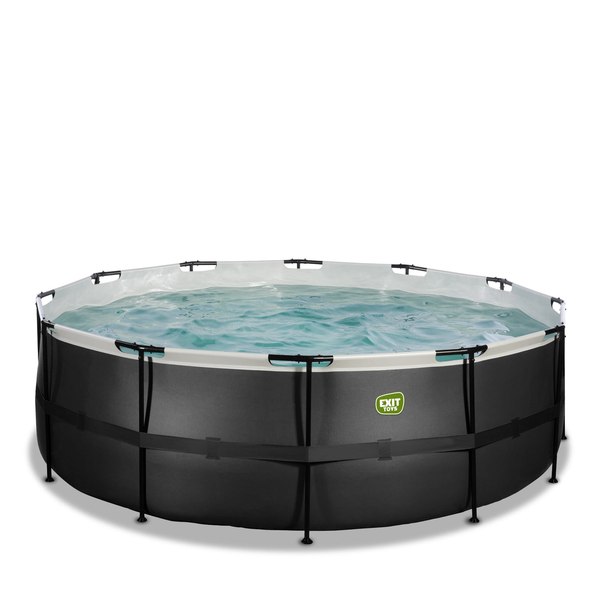 EXIT Black Leather Round Frame Pool - ø427x122cm (12V Sand Filter)