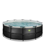 EXIT Black Leather Round Frame Pool - ø427x122cm (12V Sand Filter)