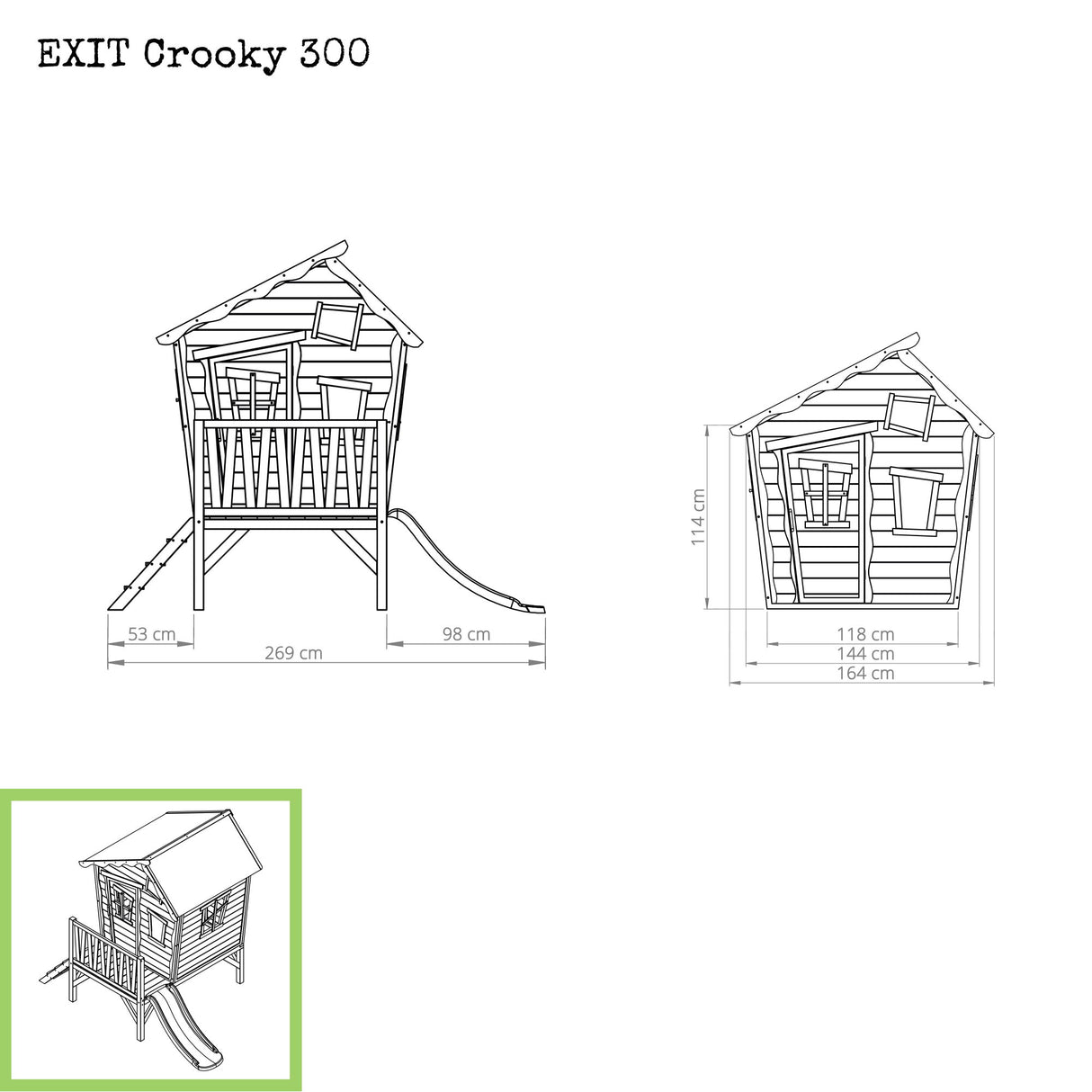 EXIT Crooky 300 Wooden Playhouse - Grey Beige