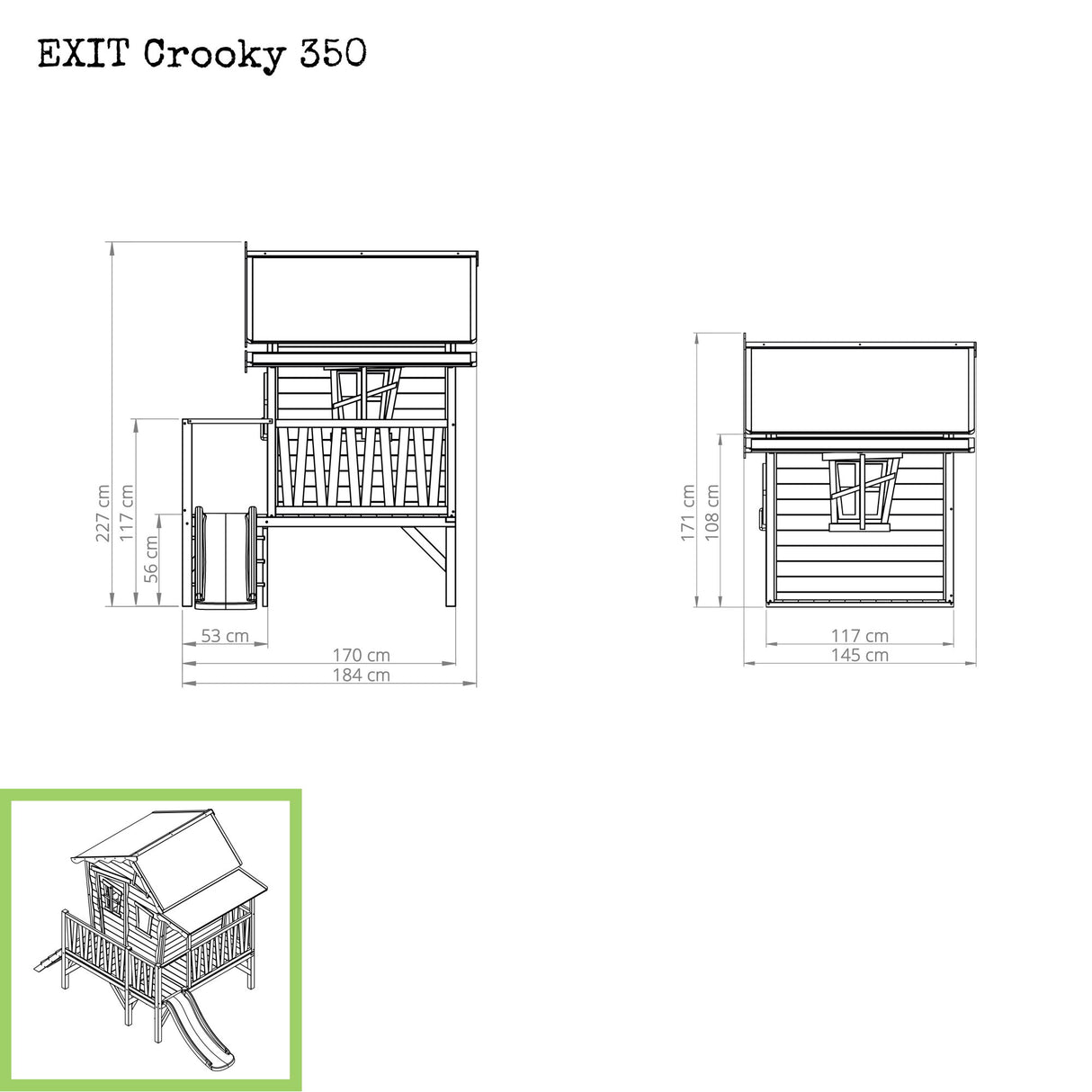 EXIT Crooky 350 Wooden Playhouse - Grey Beige