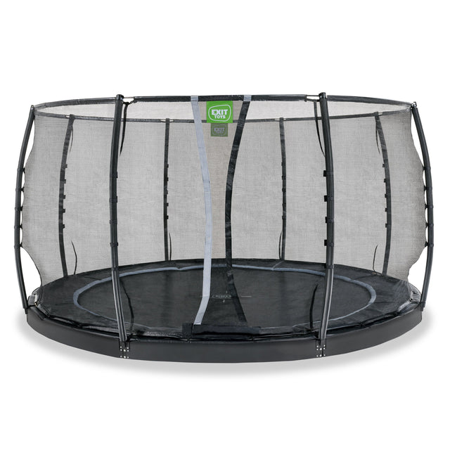 EXIT Dynamic GroundLevel Round Trampoline and Safety Net - 12 FT (Black)