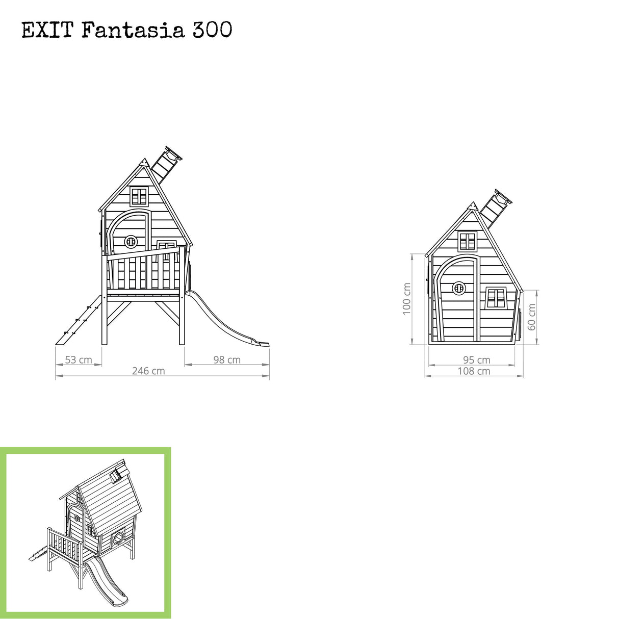 EXIT Fantasia 300 Wooden Playhouse - Green