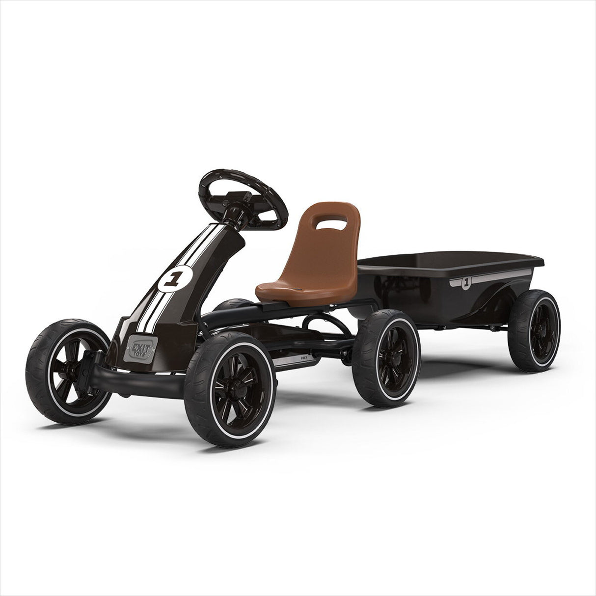 EXIT Foxy Pedal Go-Kart with Trailer -  Espresso Black