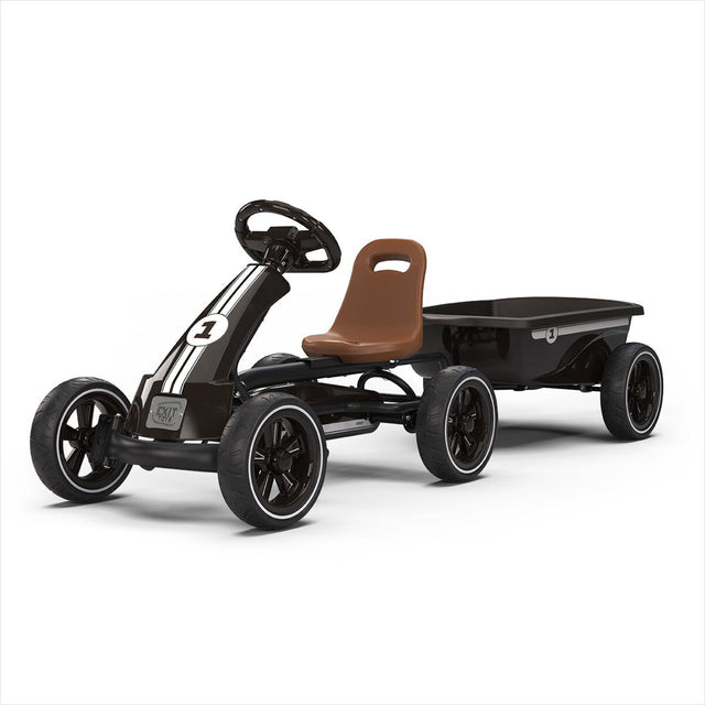 EXIT Foxy Pedal Go-Kart with Trailer -  Espresso Black
