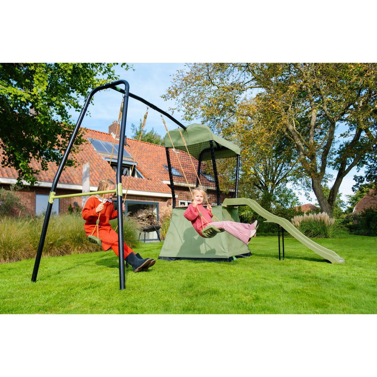 EXIT Ivy Outdoor Playset With Slide and Swing Set