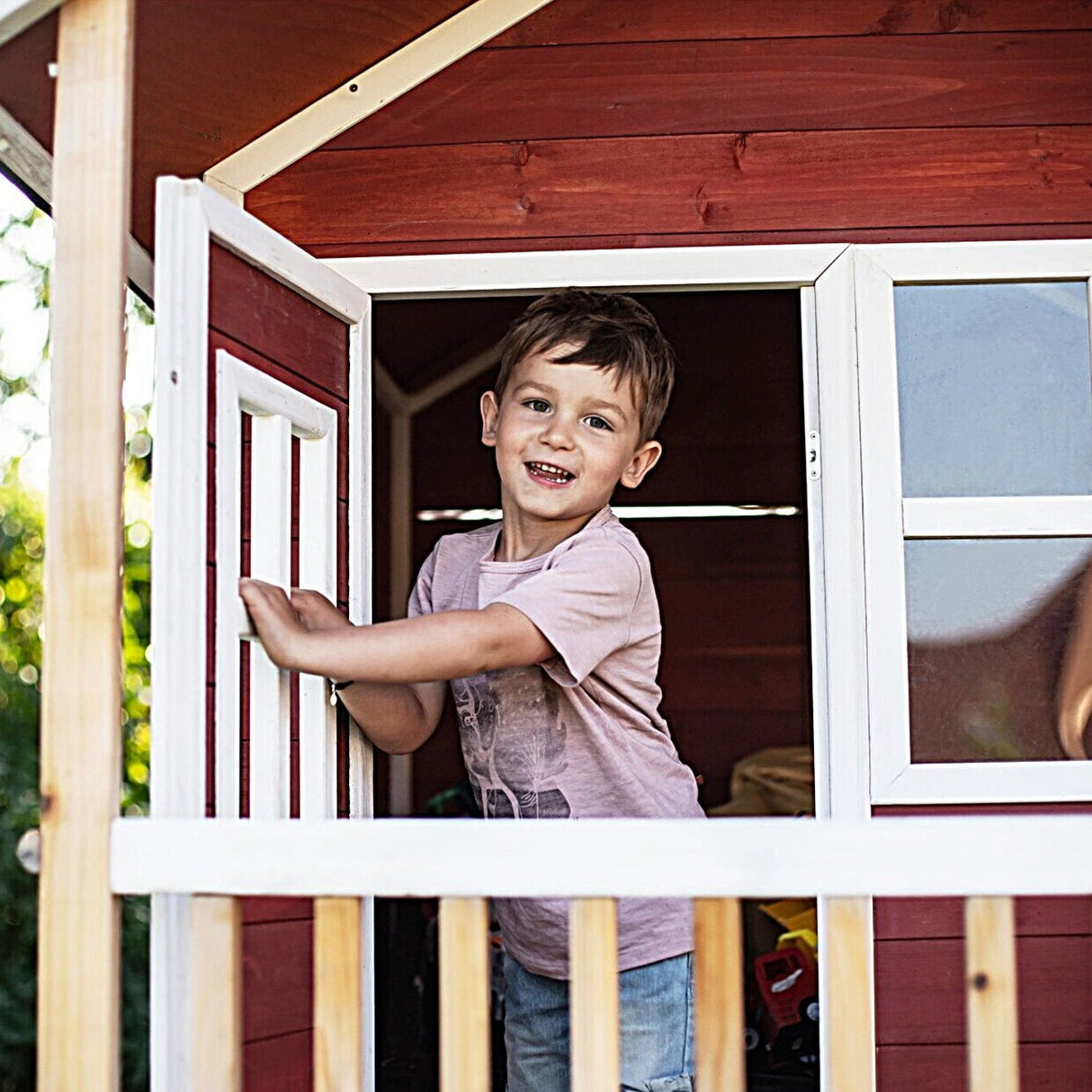 EXIT Loft 300 Red Wooden Playhouse - Red