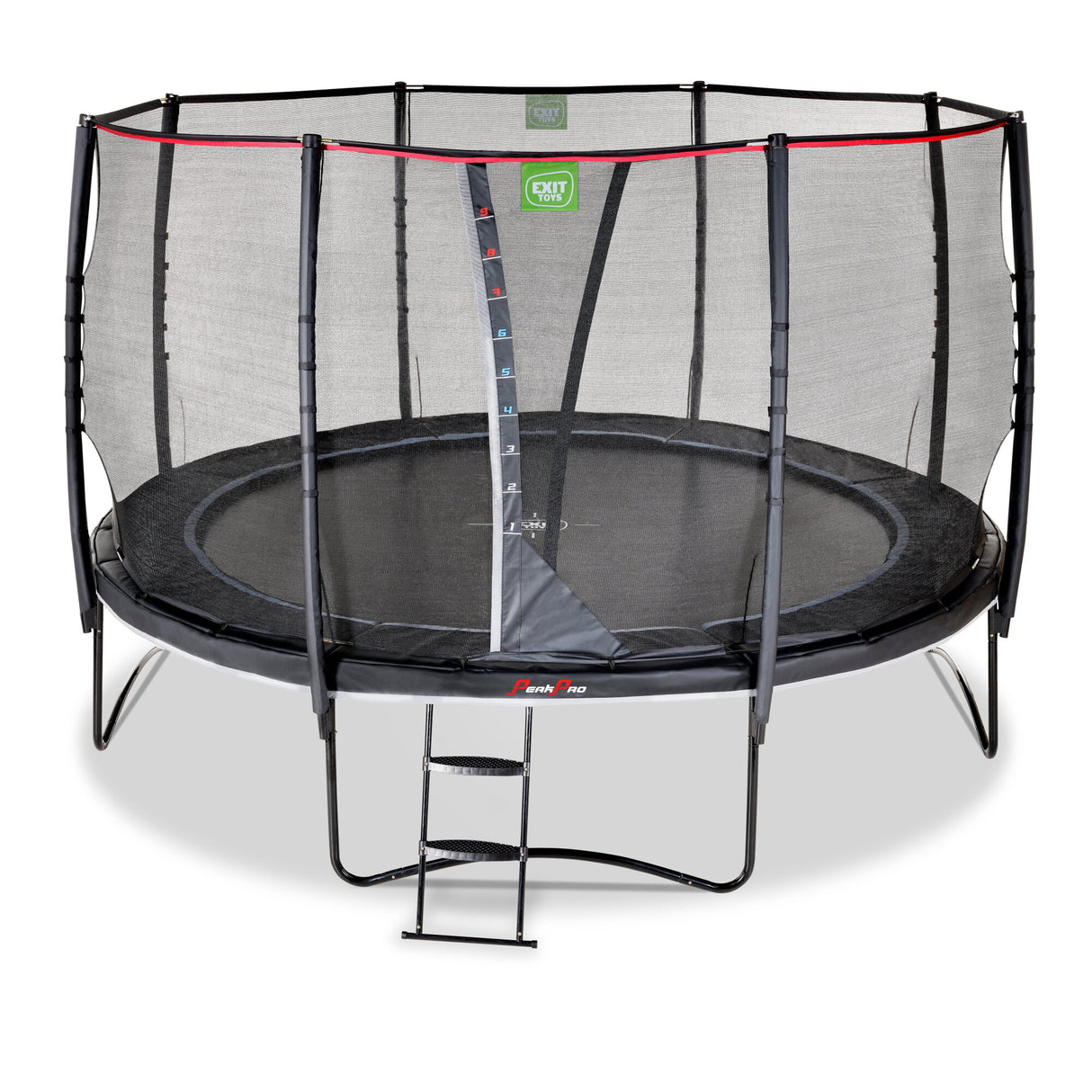 Trampoline with safety net and ladder on a white background