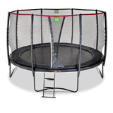 Trampoline with safety net and ladder on a white background