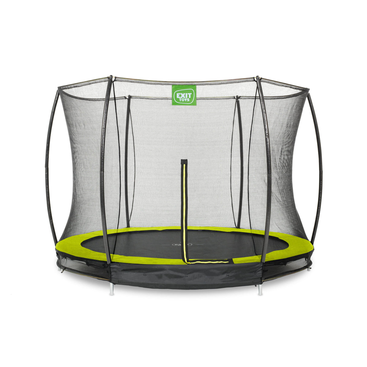 EXIT Silhouette Round Ground Trampoline with Safety Net - 8 FT (Lime)