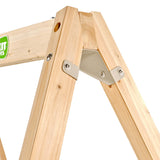 Wooden wing frame with metal bracket on a white background