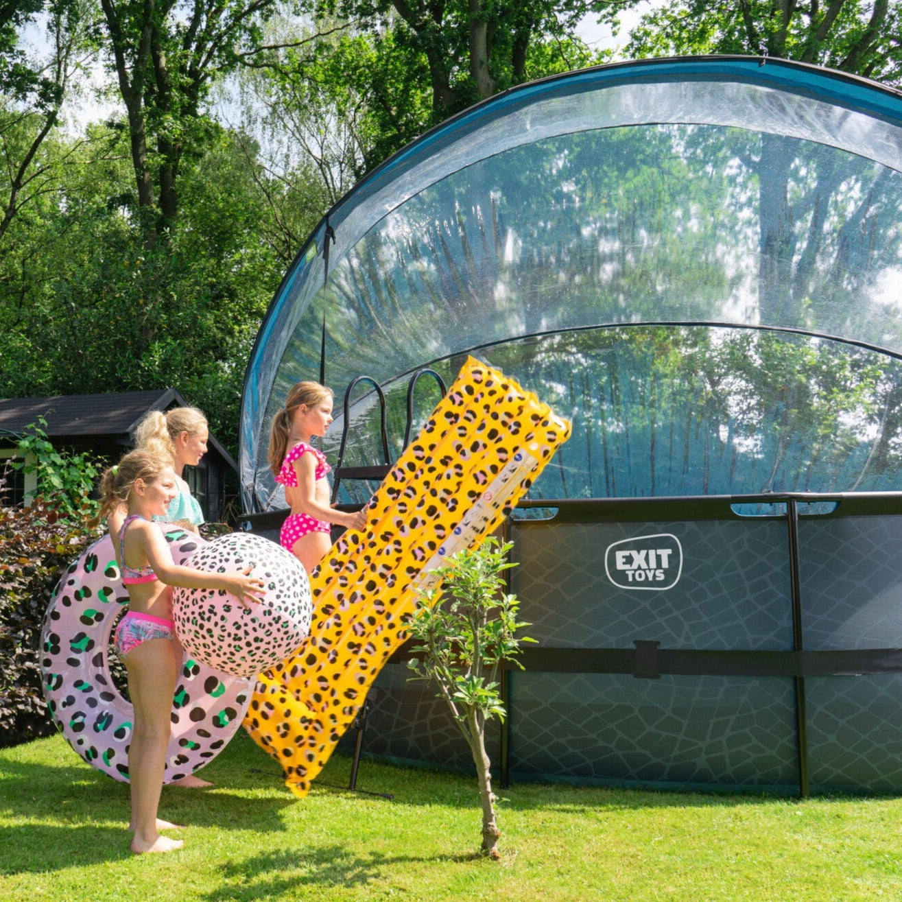 EXIT Stone Round Frame Pool - 488x122cm (Filter & Heat Pump)