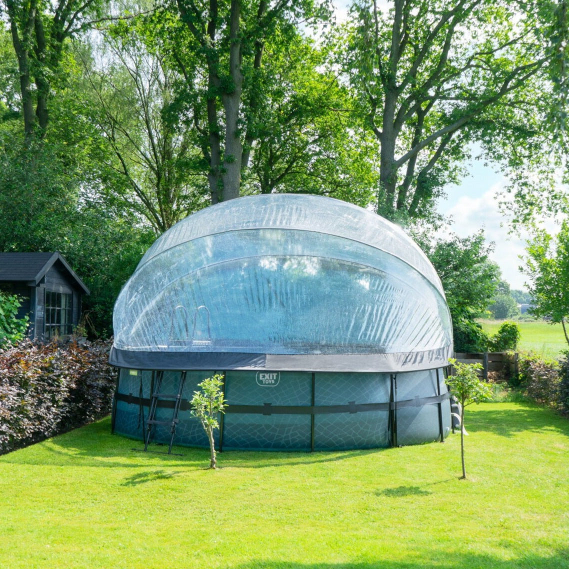 EXIT Stone Round Frame Pool - 488x122cm (Filter & Heat Pump)