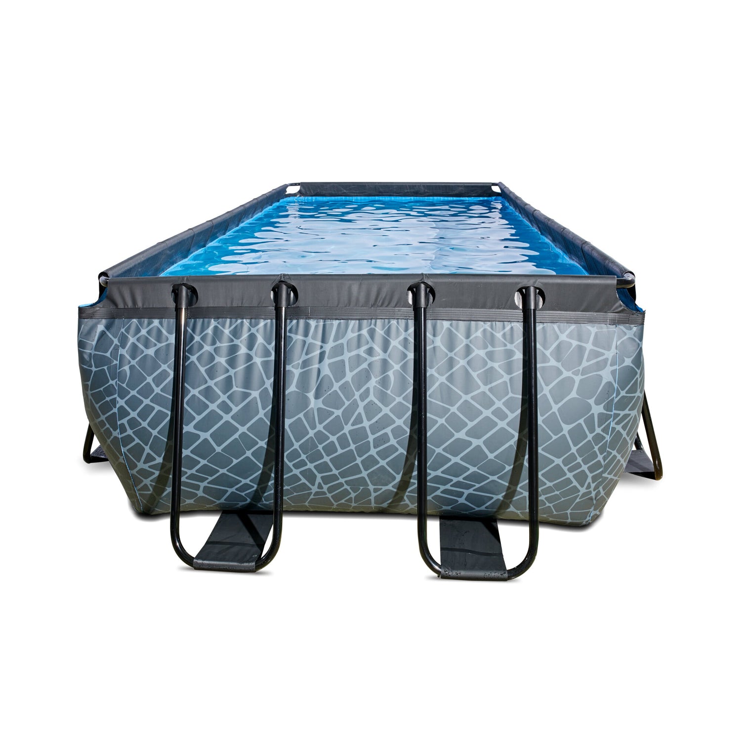 EXIT Stone Rectangular Swimming Pool with Sand Filter Pump - 400x200x122cm