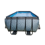 EXIT Stone Rectangular Swimming Pool with Sand Filter Pump - 400x200x122cm