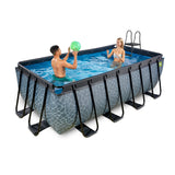 EXIT Stone Rectangular Swimming Pool with Sand Filter Pump - 400x200x122cm