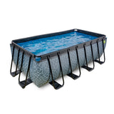EXIT Stone Rectangular Swimming Pool with Sand Filter Pump - 400x200x122cm