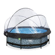 EXIT Stone Grey Round Frame Pool - ø300x76cm (12V Cartridge filter)
