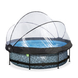 EXIT Stone Grey Round Frame Pool - ø300x76cm (12V Cartridge filter)