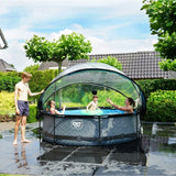 EXIT Stone Grey Round Frame Pool - ø300x76cm (12V Cartridge filter)