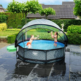 EXIT Stone Grey Round Frame Pool - ø300x76cm (12V Cartridge filter)