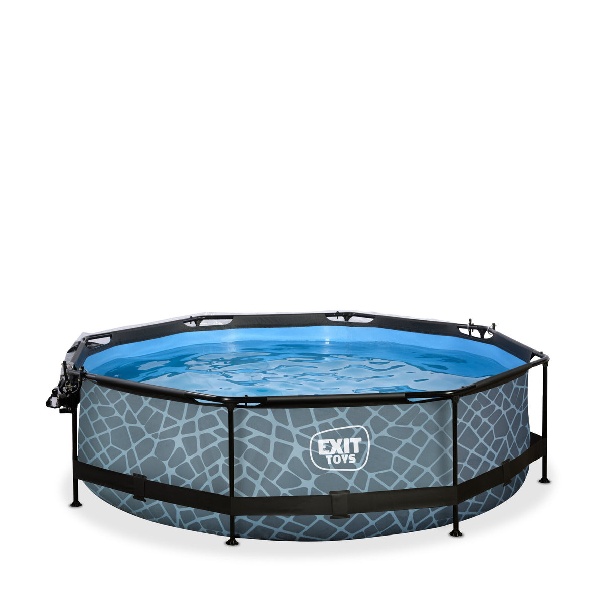 EXIT Stone Grey Round Frame Pool - ø300x76cm (12V Cartridge filter)