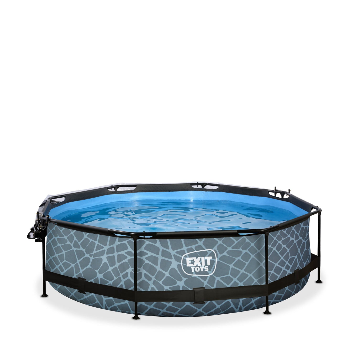 EXIT Stone Grey Round Frame Pool - ø300x76cm (12V Cartridge filter)
