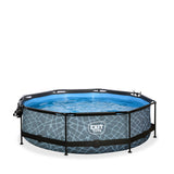EXIT Stone Grey Round Frame Pool - ø300x76cm (12V Cartridge filter)