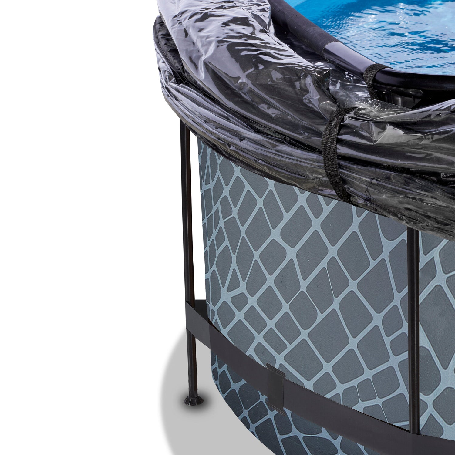 EXIT Stone Round Frame Pool - 360x122cm (12v Sand Filter)