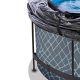EXIT Stone Round Frame Pool - 360x122cm (12v Sand Filter)