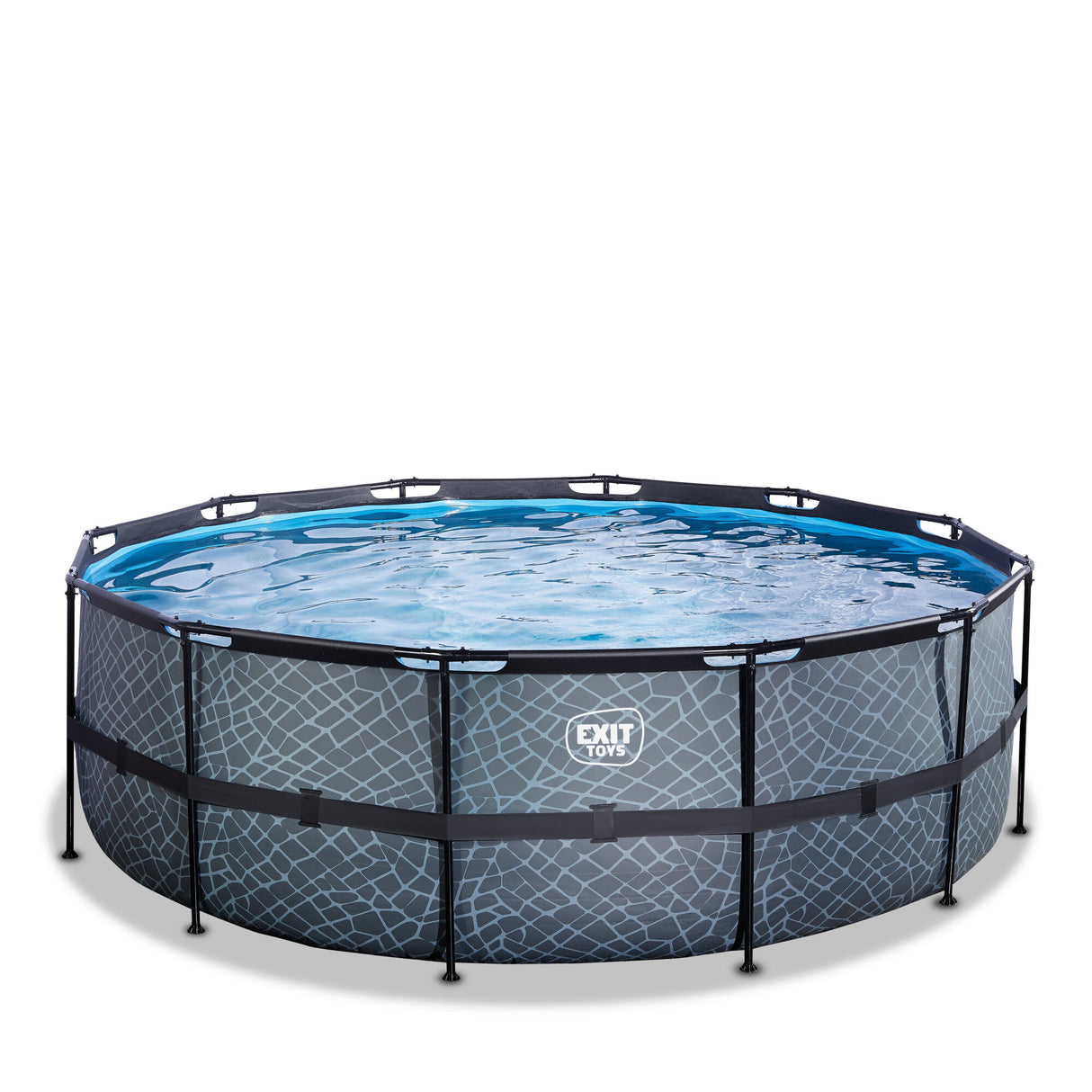 EXIT Grey Stone Round Frame Pool - ø427x122cm (12V Cartridge)