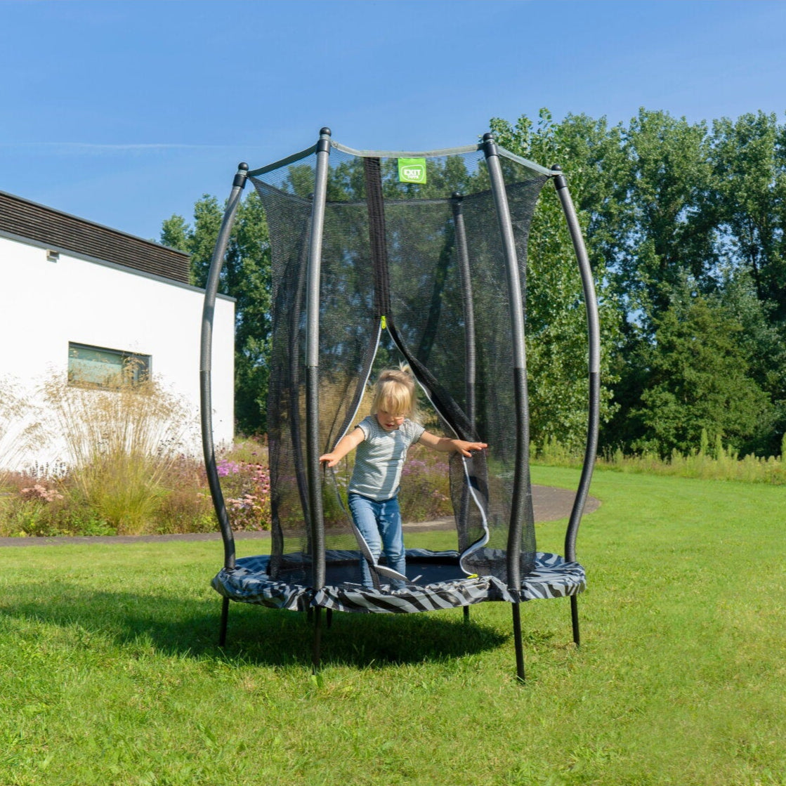Exit Junior Round Trampoline With Safety Net - 4.5 Ft (Black/Grey)