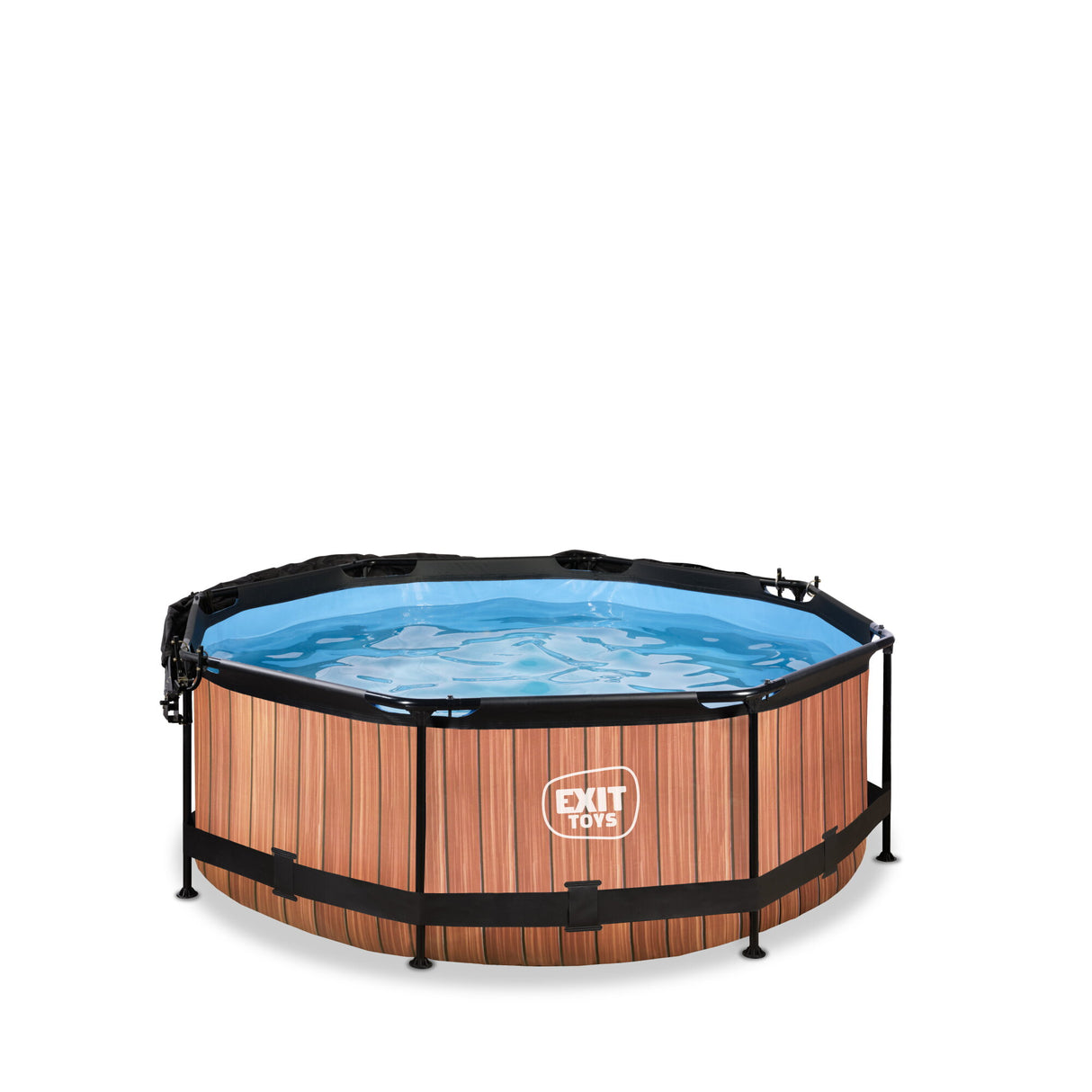 EXIT Wood Pool 244x76cm Filter Pump & Canopy - Brown