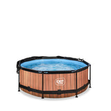 EXIT Wood Pool 244x76cm Filter Pump & Canopy - Brown