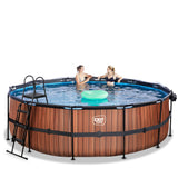 EXIT Wood Round Frame Pool - ø 4.5x1.2m (12V Sand filter)