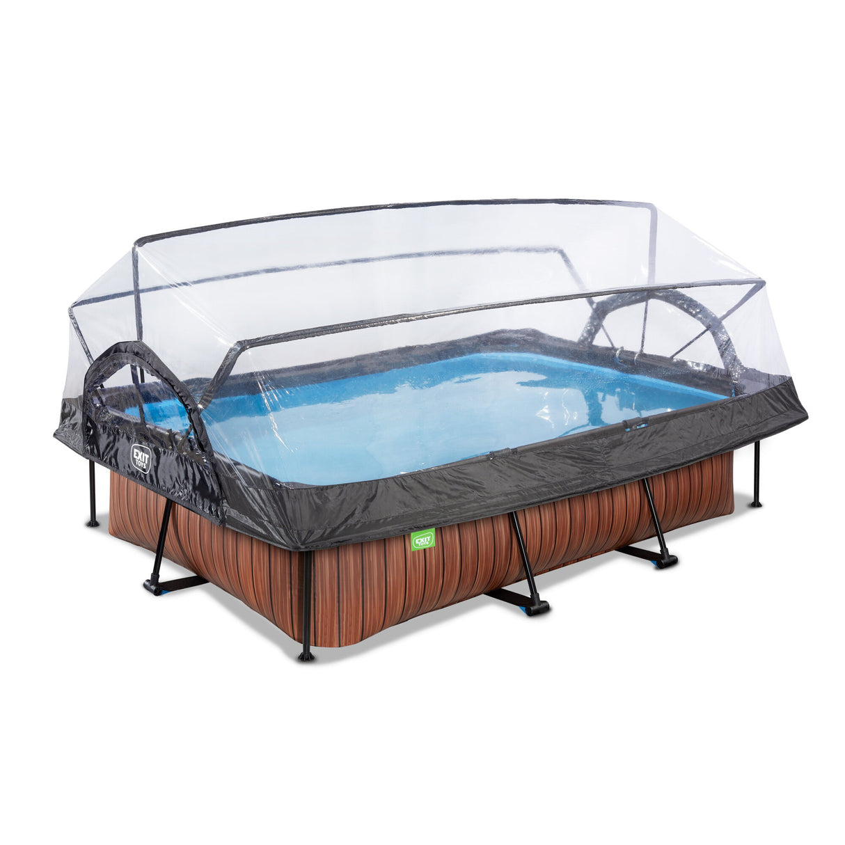 EXIT Wood Rectangular Frame Pool - 300x200x65cm (12V Cartridge)
