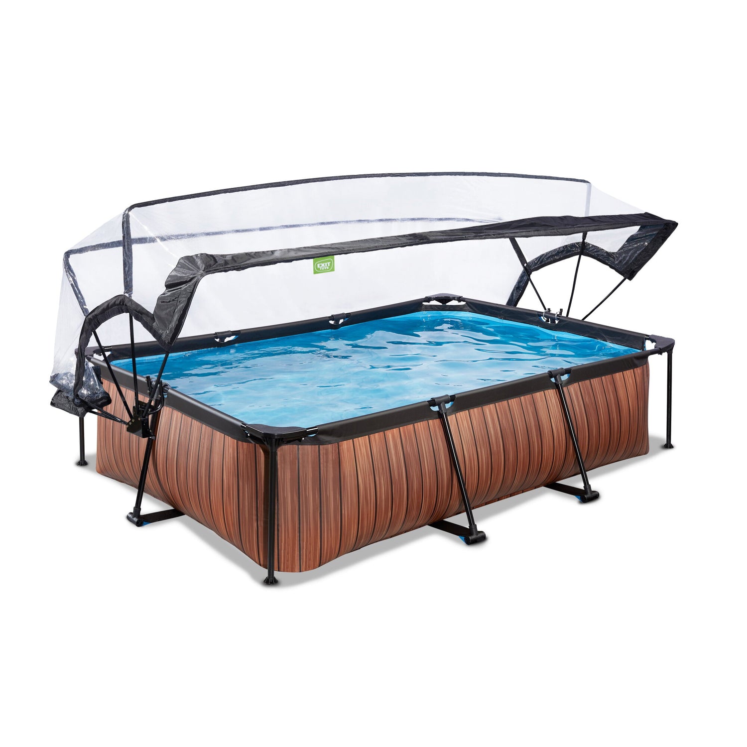 EXIT Wood Rectangular Frame Pool - 300x200x65cm (12V Cartridge)
