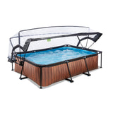 EXIT Wood Rectangular Frame Pool - 300x200x65cm (12V Cartridge)