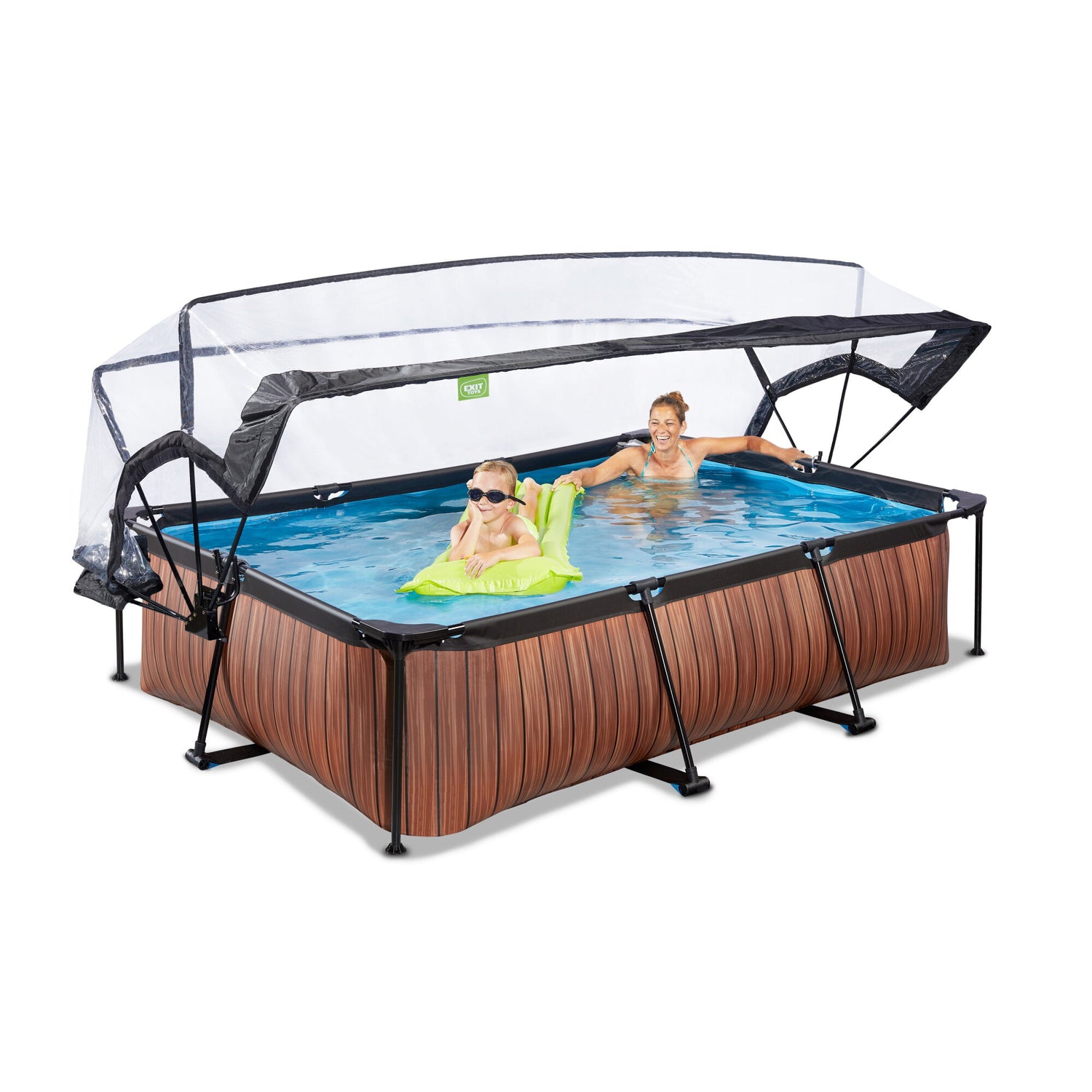 EXIT Wood Rectangular Frame Pool - 300x200x65cm (12V Cartridge)
