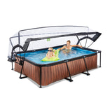 EXIT Wood Rectangular Frame Pool - 300x200x65cm (12V Cartridge)