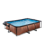 EXIT Wood Rectangular Frame Pool - 300x200x65cm (12V Cartridge)