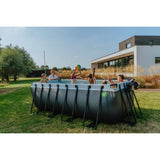 EXIT Brown Wooden Rectangular Frame Swimming with Filter Pump - 400x200x122cm