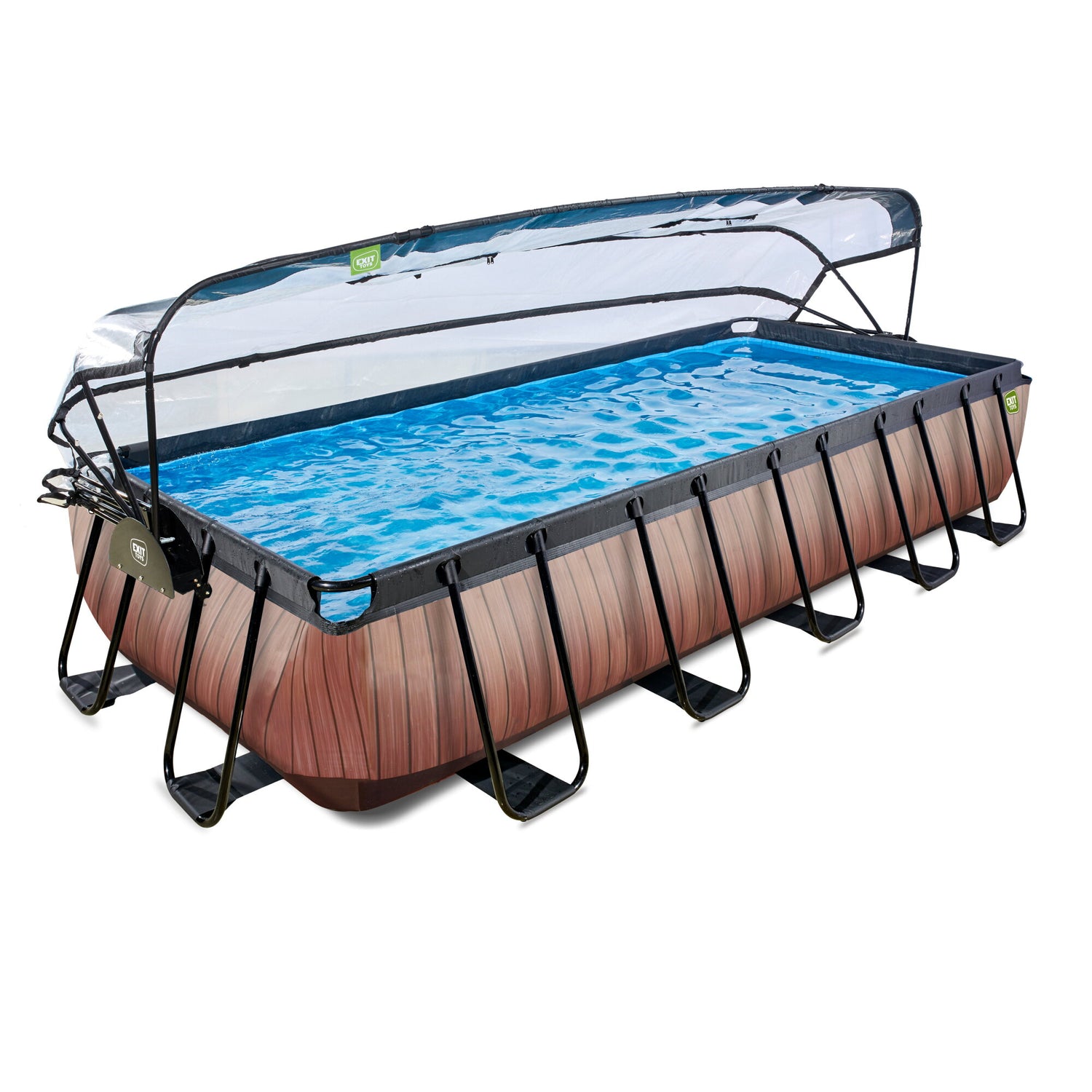 EXIT Brown Wood Rectangular Frame Pool - 5.4x2.5x1m (12V Sand Filter)