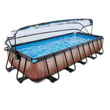 EXIT Brown Wood Rectangular Frame Pool - 5.4x2.5x1m (12V Sand Filter)