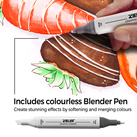 Zieler Graphic Marker Pens and Blending Marker Set