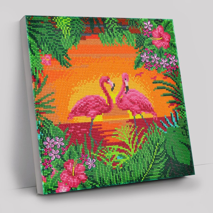 Crystal Art Canvas Kit 30x30cm - Fancy Flamingos