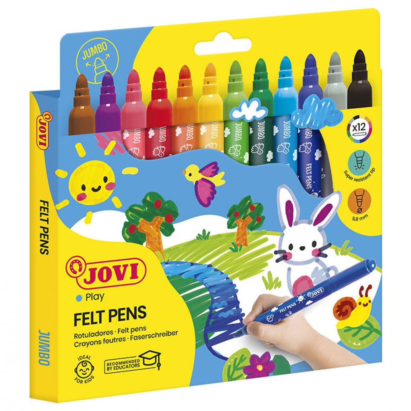 Jovi Jumbo Felt Tip Pens (Set of 12 Assorted Colours)